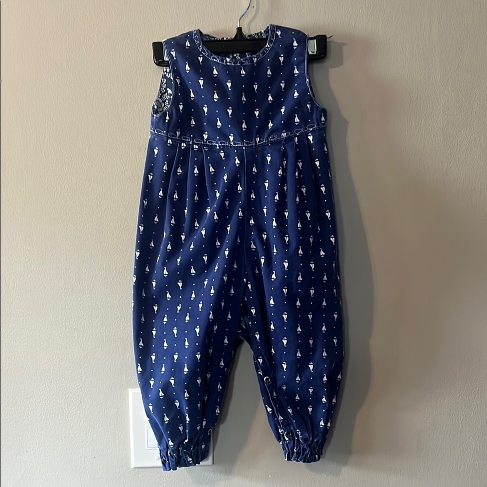 Kids Vintage  Blue Sleeveless Jumpsuit
